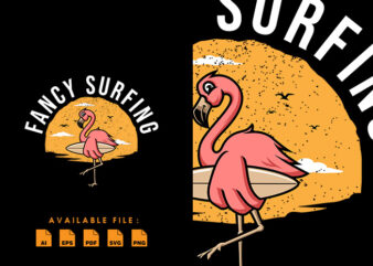 Flamingo Surfing T shirt Design