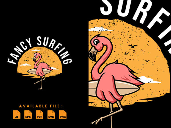 Flamingo surfing t shirt design