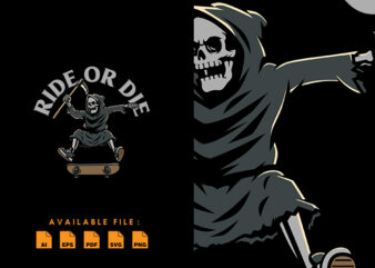 Grim reaper Skateboard T shirt Design