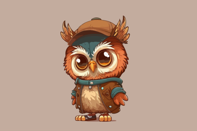 Vector owl character for t-shirt design