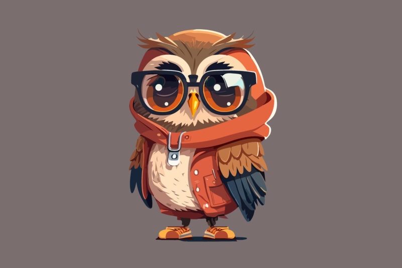 Vector owl character for t-shirt design