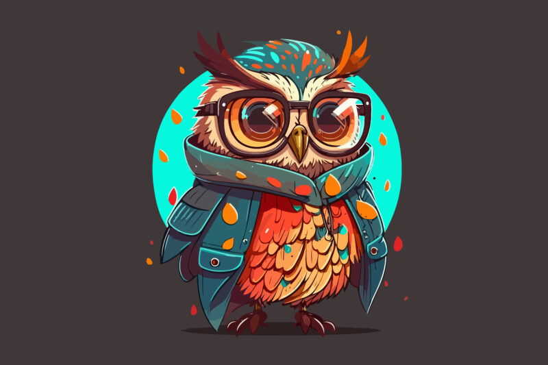 Vector owl character for t-shirt design