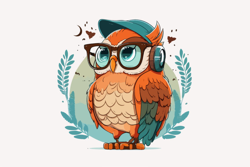 Vector owl character for t-shirt design