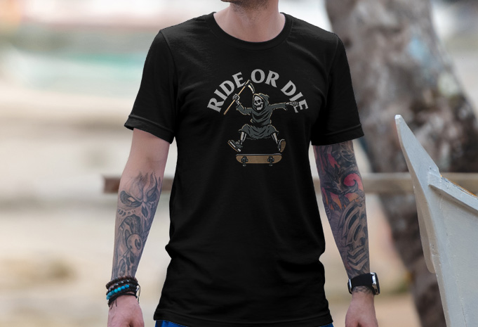 Grim reaper Skateboard T shirt Design