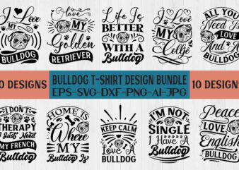 Bulldog t-shirt design bundle