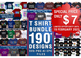 Huge 190+ T shirt Designs Bundle, Inspirational T shirt Designs, Gym T shirt Designs, Motivational T shirt Design, Quotes T shirt Designs, Slogans T shirt Design, Gamer T shirt designs,