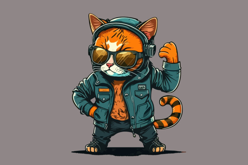 Vector cat character for t-shirt design