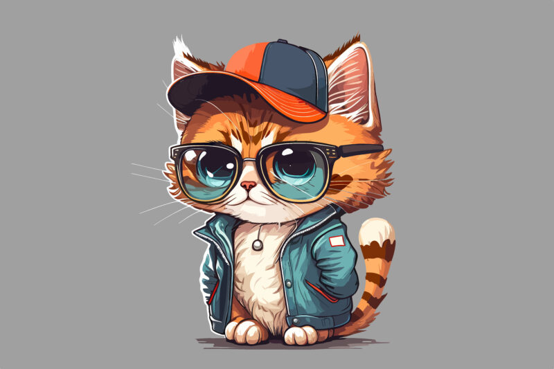 Vector cat character for t-shirt design