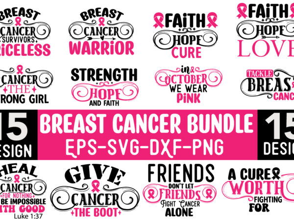 Breast cancer svg design bundle