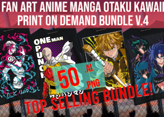 Fan Art Anime Manga Otaku Kawaii Print on Demand Bundle Vol. 4 t shirt graphic design