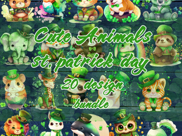 Cute animals patrick bundle, irish day png, st.patrick’s day png, animals png t shirt vector file