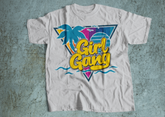 girl gang retro and vintage t-shirt design