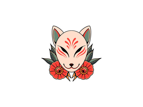 Kitsune mask t shirt vector art