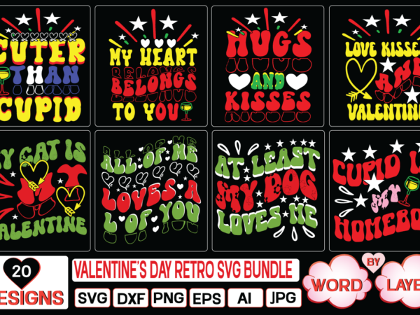 Valentine’s day retro svg bundle t shirt vector art