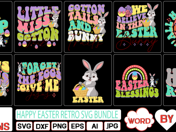 Happy easter retro svg bundle graphic t shirt