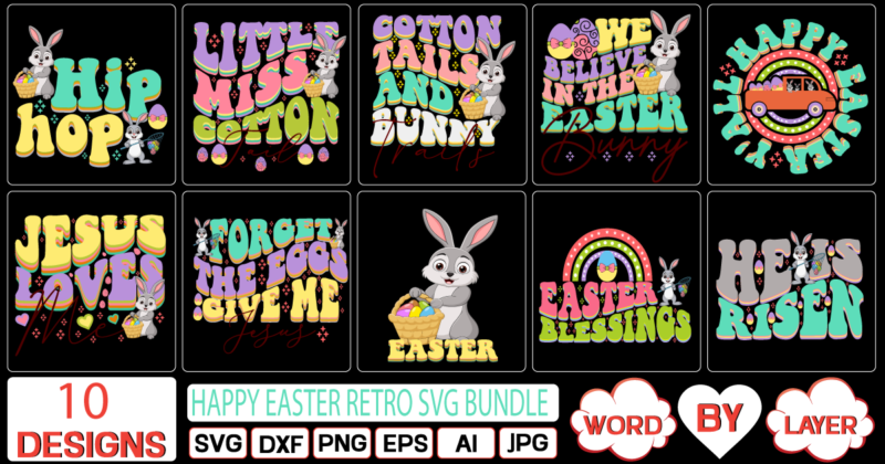 Happy Easter retro SVG Bundle