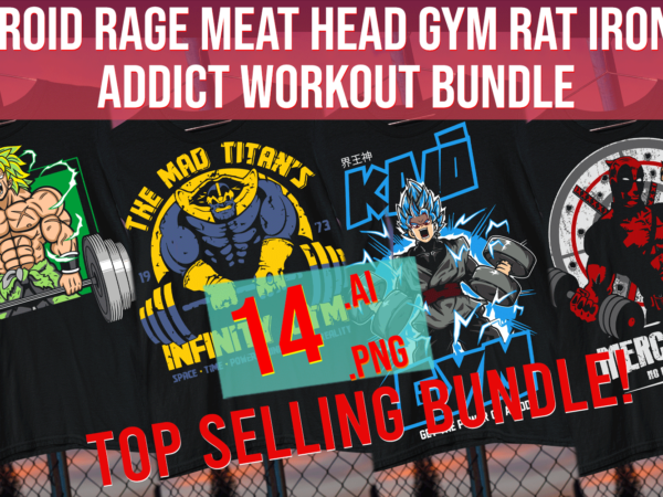 Roid rage meat head gym rat iron addict workout bundle t shirt design online Roid rage meat head gym rat iron addict workout bundle t shirt design online