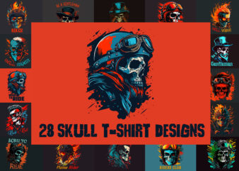 28 skull t-shirt designs bundle