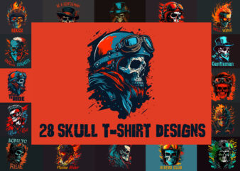 28 skull t-shirt designs bundle