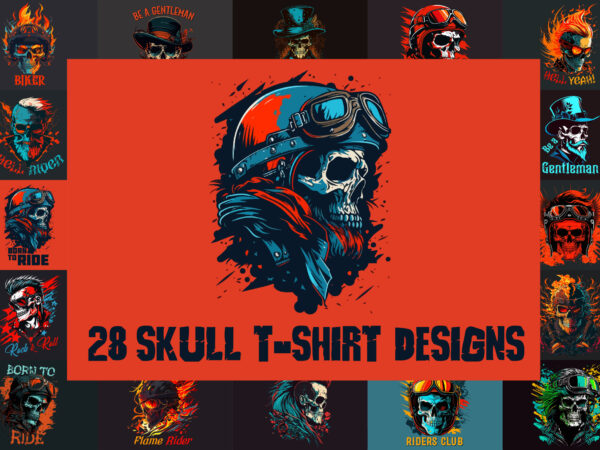 28 skull t-shirt designs bundle