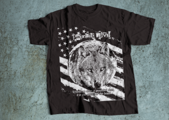 patriotic wolves USA flag t-shirt design i will fight u.s military-army veteran t-shirt design