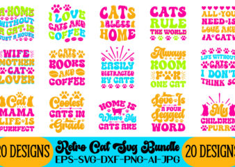 RETRO CAT SVG BUNDLE t shirt design online