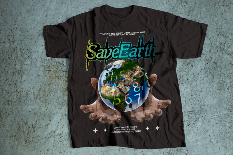 save earth planet streetwear style t-shirt design