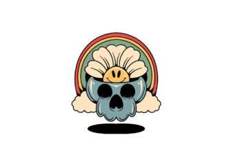 skull and flower cartoon