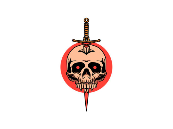 Skull sword t shirt template vector