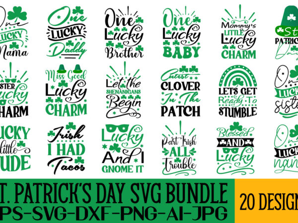 St. patrick’s day svg bundle t shirt template vector