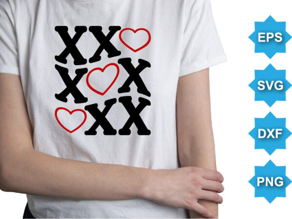 Xoxo, happy valentine shirt print template, 14 february typography design