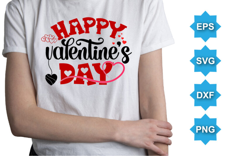 Happy Valentine’s Day, Happy valentine shirt print template, 14 February typography design