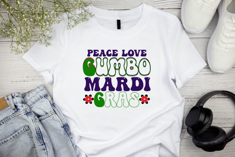 Peace Love Gumbo Mardi Gras RETRO DESIGN