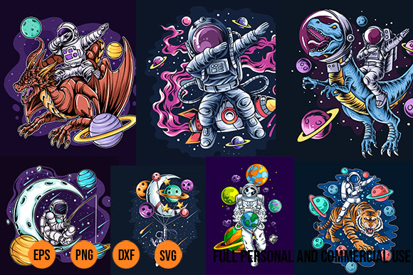 Astronaut T Shirt Design Bundle 21 JPG EPS Files best seller top trending