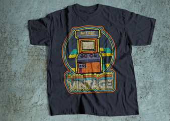 gaming arcade vintage and retro t-shirt design