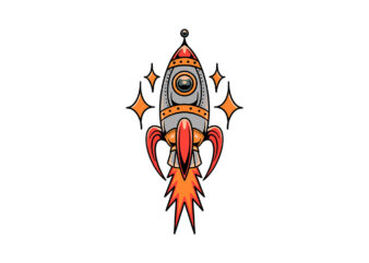 vintage rocket t shirt vector art