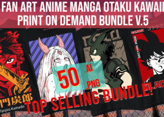 Fan Art Anime Manga Otaku Kawaii Print on Demand Bundle Vol. 5 t shirt graphic design