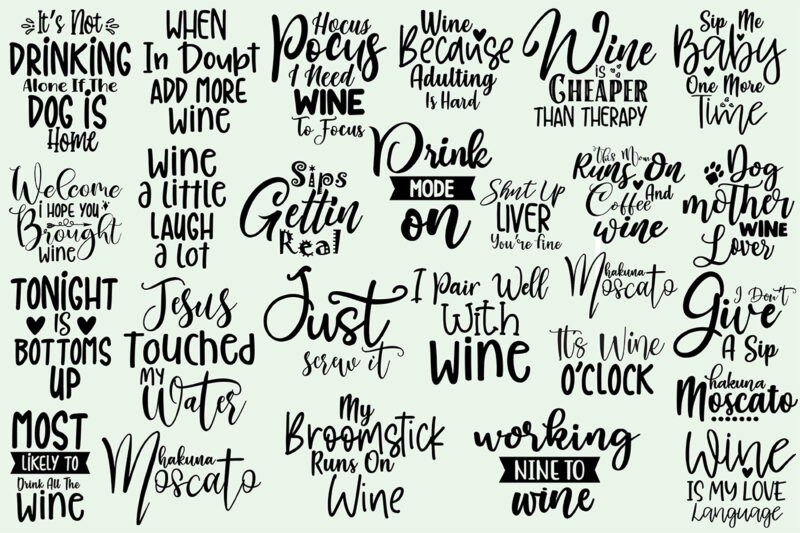 25 Wine Quotes SVG Bundle, Wine SVG