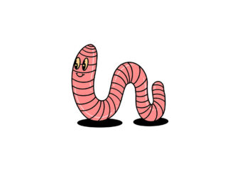 worm cartoon t shirt design for sale