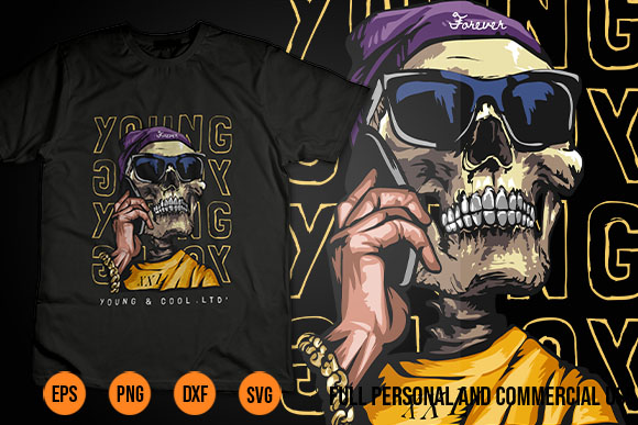 Skull streetwear design Graphic Image Gang T Shirt vector illustration