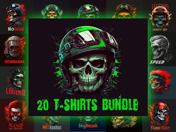 20 skull t-shirts design bundle