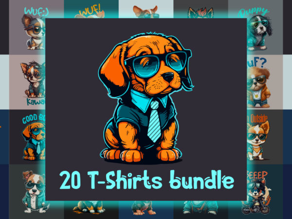 20 puppy t-shirts design bundle