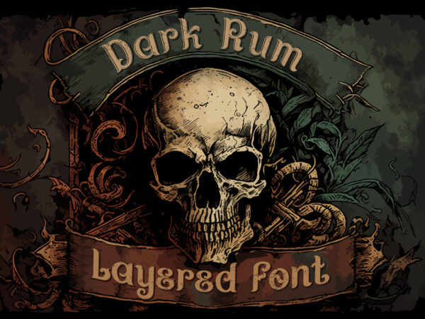 Dark rum. vintage layered font t shirt vector illustration
