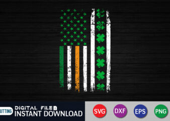 St Patricks Day USA Flag SVG, Lucky Shamrock American Flag SVG, American Irish Flag Shirt, Instant Download, Svg Files For Cricut, St Patrick’s Day Flag Shirt, St Patty’s Day American t shirt template vector