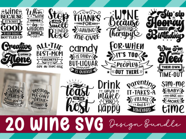 Wine svg design bundle files