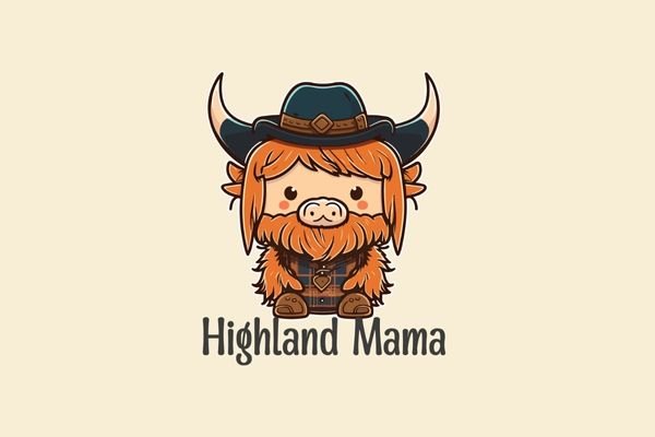 Highland mama funny t shirt design vector,highland, scottish