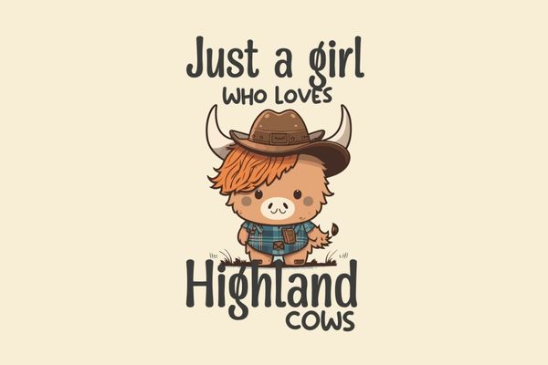 Scottish highland cow just a girl who loves highland cows t-shirt design vector, cowgirl, cowgirl theme