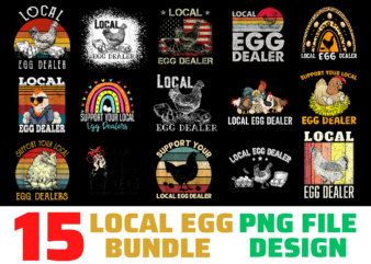 15 Chicken Local Egg Dealers Bundle Design PNG File