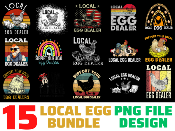 15 chicken local egg dealers bundle design png file