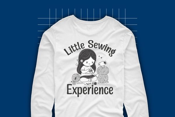 Little sewing experience sewing design illustration, baby girl sewing, knitting, sew t shirt design vector svg